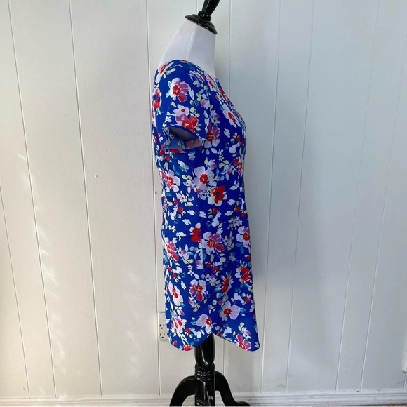Yumi Kim Blue Floral Shift Dress Size Medium Exposed Zip Love Potion Mini #DR710 - Picture 9 of 15